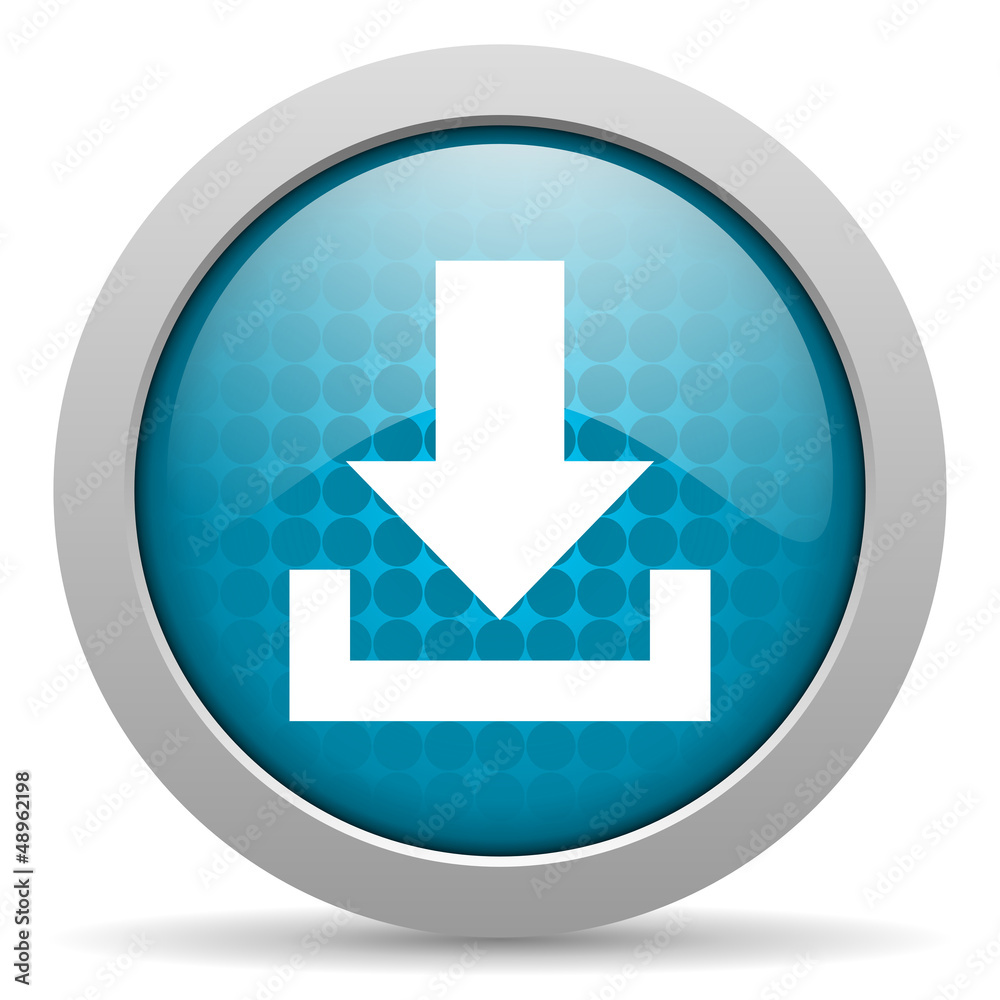 download blue glossy icon on white background download blue glossy icon on white background