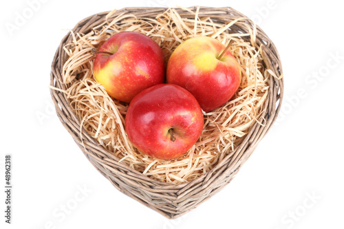 red apple in the basket