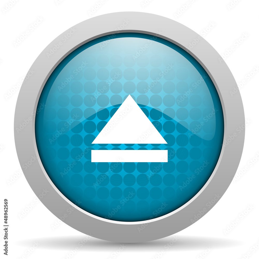 eject blue glossy icon on white background