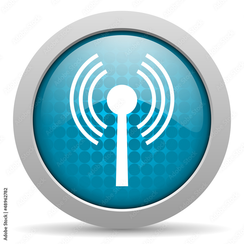 wifi blue glossy icon on white background wifi blue glossy icon on white background
