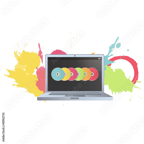 Modern laptop Isolated. Vector illustration. 