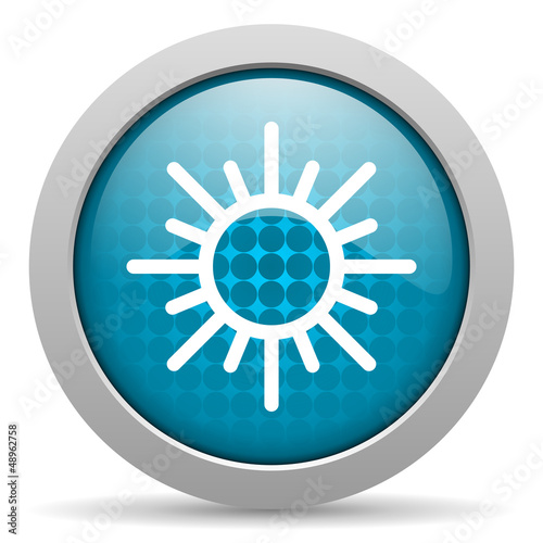 sun blue glossy icon on white background