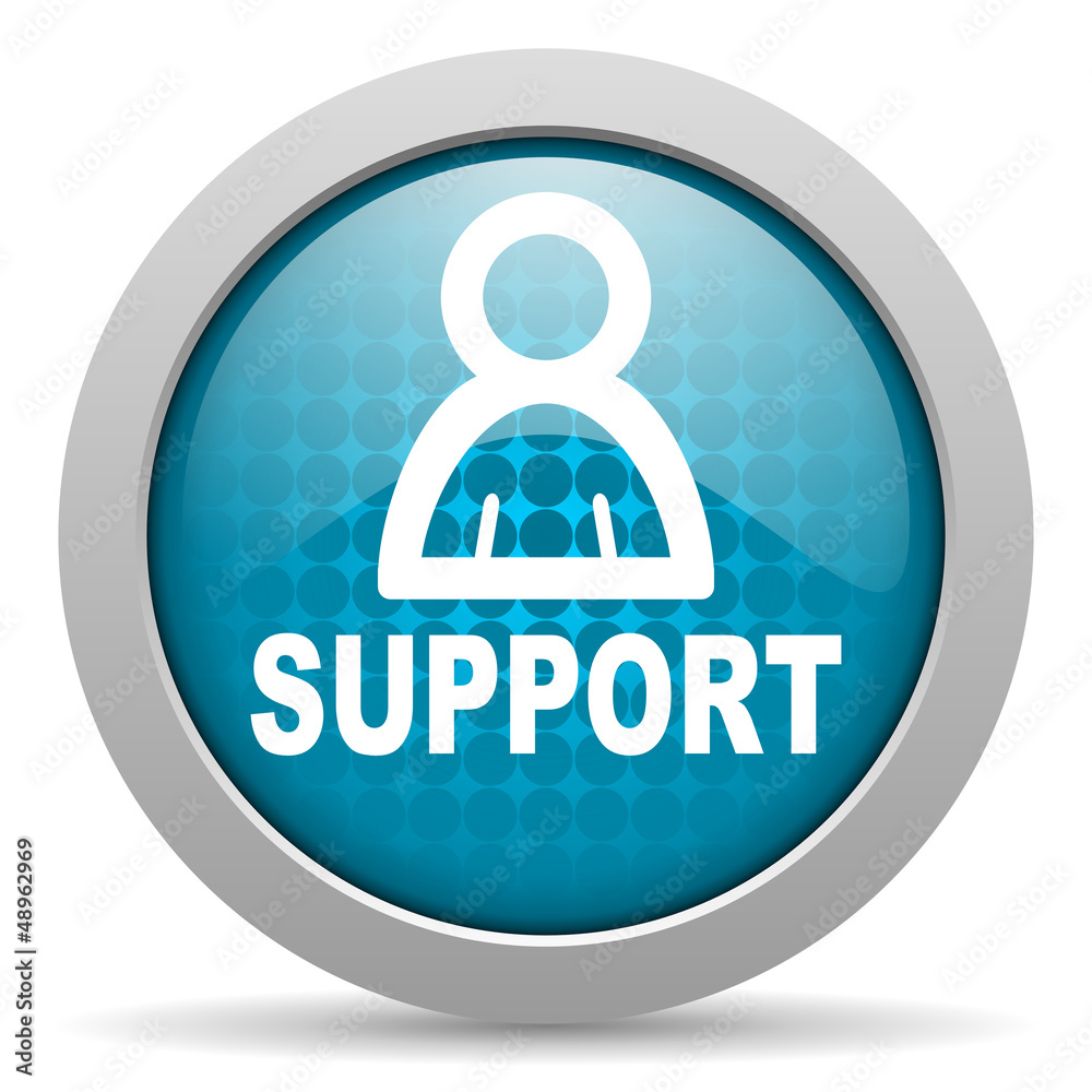 support blue glossy icon on white background support blue glossy icon on white background