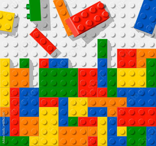 Unfinished construction made from plastic construction blocks