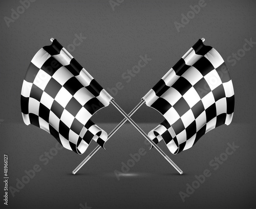 Two crossed checkered flags