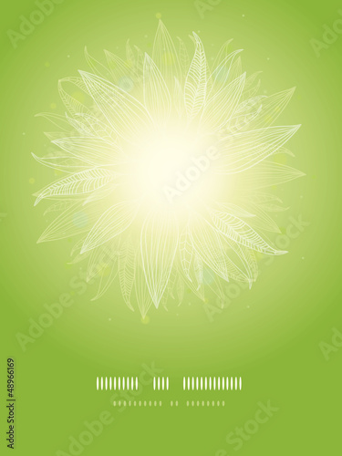 Vector magical green leaves sunburst vertical temaplate photo