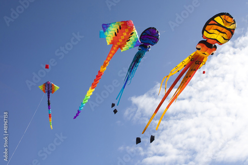 Colorful flying kites - Matariki celebration. photo