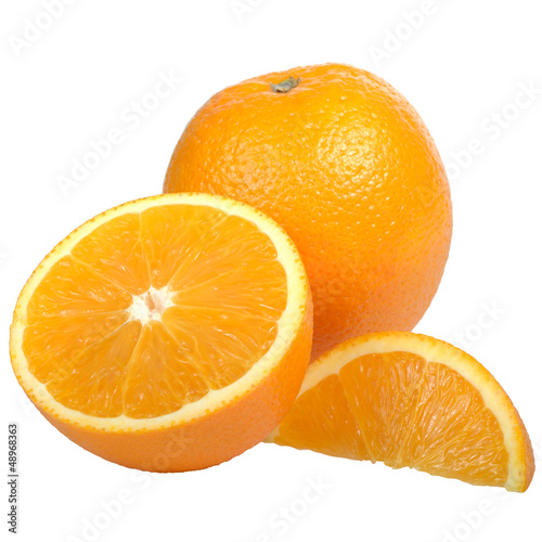Juicy Orange Fruits Isolated on White Background