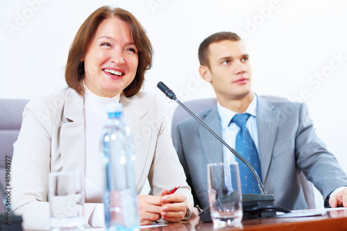 Two businesspeople at meeting