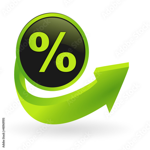 bouton pourcentage flêche verte