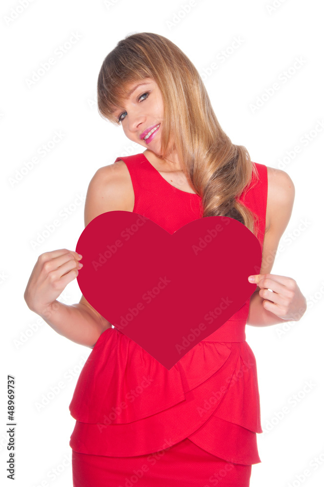 attractive smiling woman with heart attractive smiling woman with heart