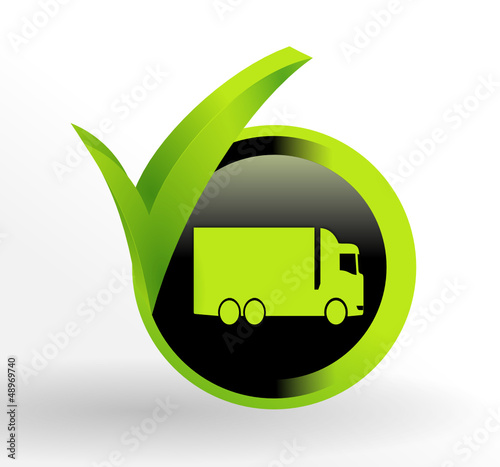 icône poid lourd sur bouton vert et noir