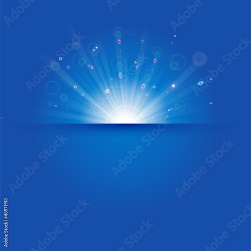 blue sun rays, cool winter background