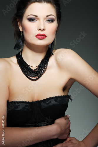 portrait elegant sexual woman in fashion style