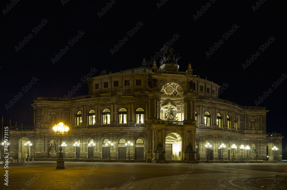 Semper Opera Of Dresden At Night