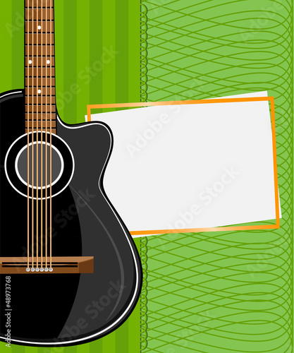 Greeting card. Black acoustic guitar