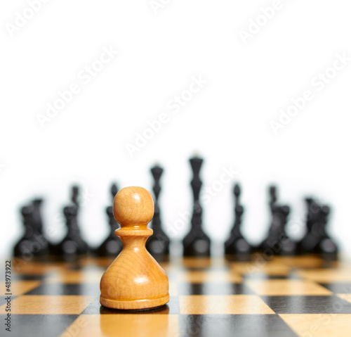 Chess. White pawn against black pieces