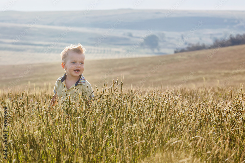 little boy in the field