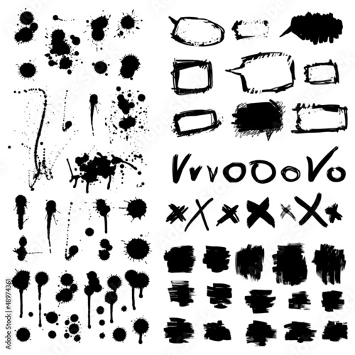 Ink splatters. Grunge design elements collection.