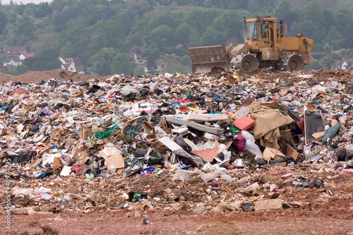 Bulldozer on a landfill site