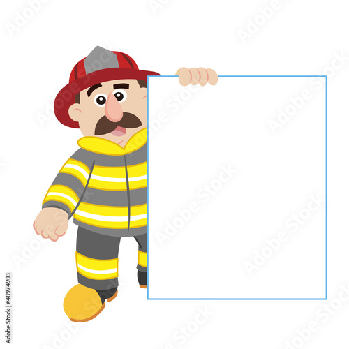an illustration of cartoon fireman ,vector