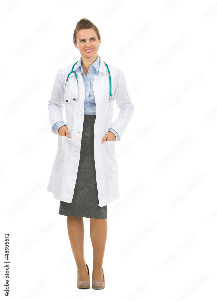 Full length portrait of happy medical doctor woman Full length portrait of happy medical doctor woman