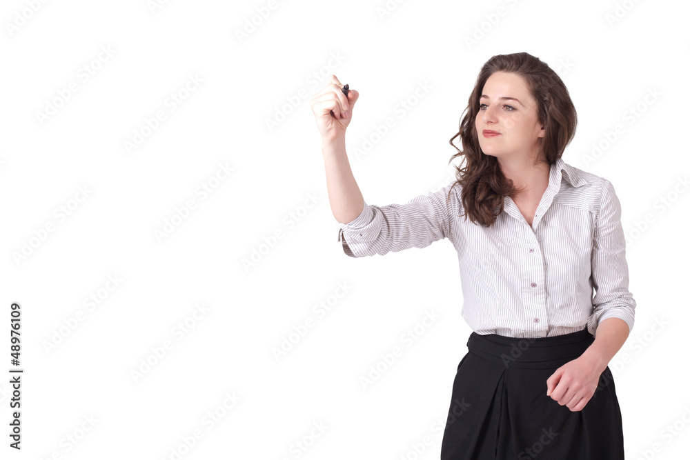 Young woman drawing on wihteboard Young woman drawing on wihteboard