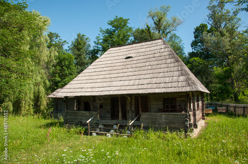 Traditional wooden house in a Romanian village museum