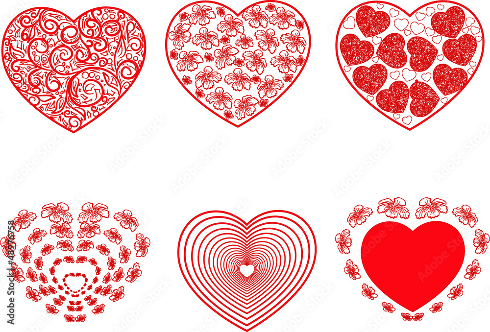 set of red hearts