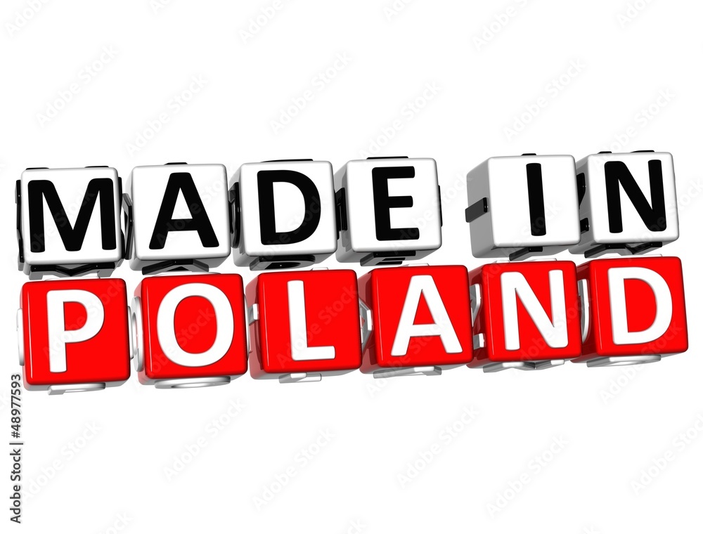3D Made in Poland button over white background