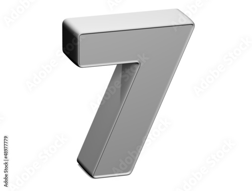 3D shiny grey number collection over white background