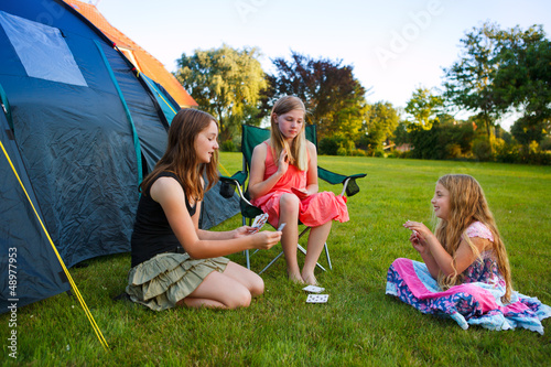 three girls camping
