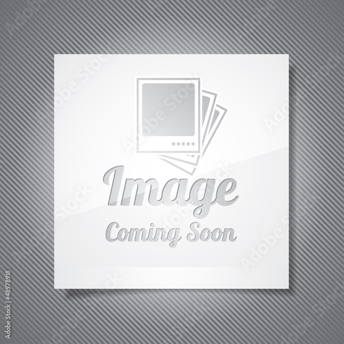 Coming Soon illustration with abstract picture frame on grey bac