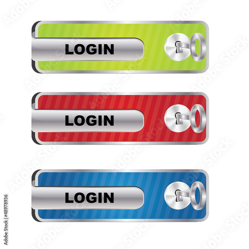 Vector Web2 login buttons with keyhole and key