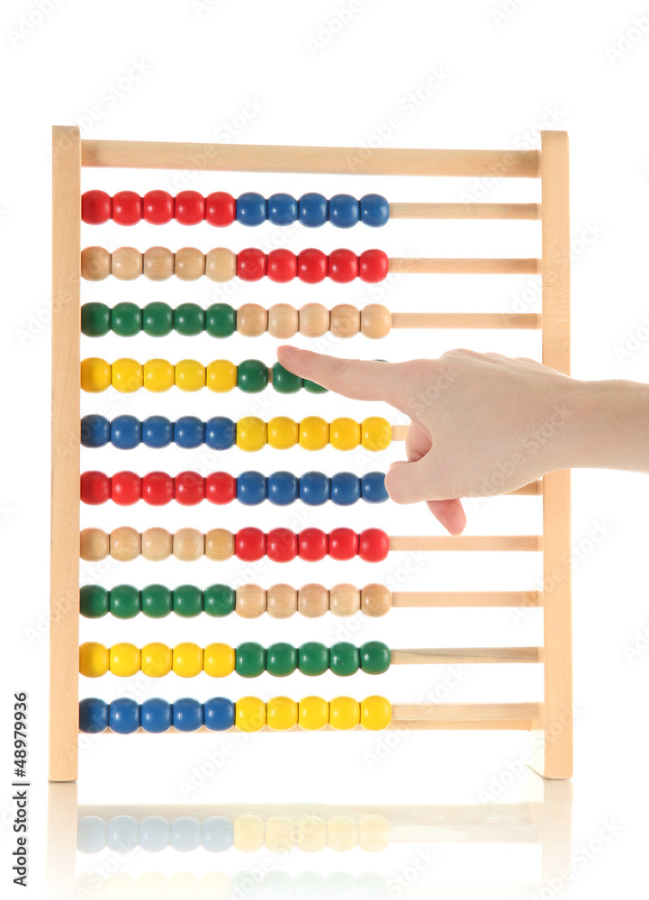 Accountant counting on an abacus, isolated on white Accountant counting on an abacus, isolated on white