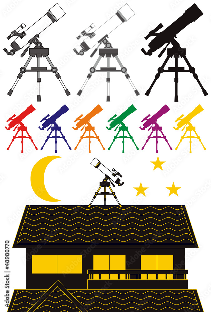 天体観測 天体望遠鏡 シルエット イラスト素材集 Stock Vector Adobe Stock