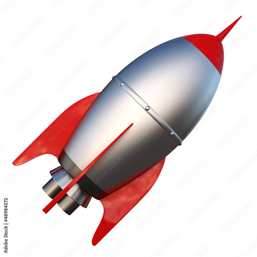 3D illustration of cartoon rocket over white background 3D illustration of cartoon rocket over white background