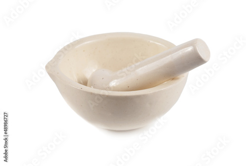 White porcelain mortar and pestle