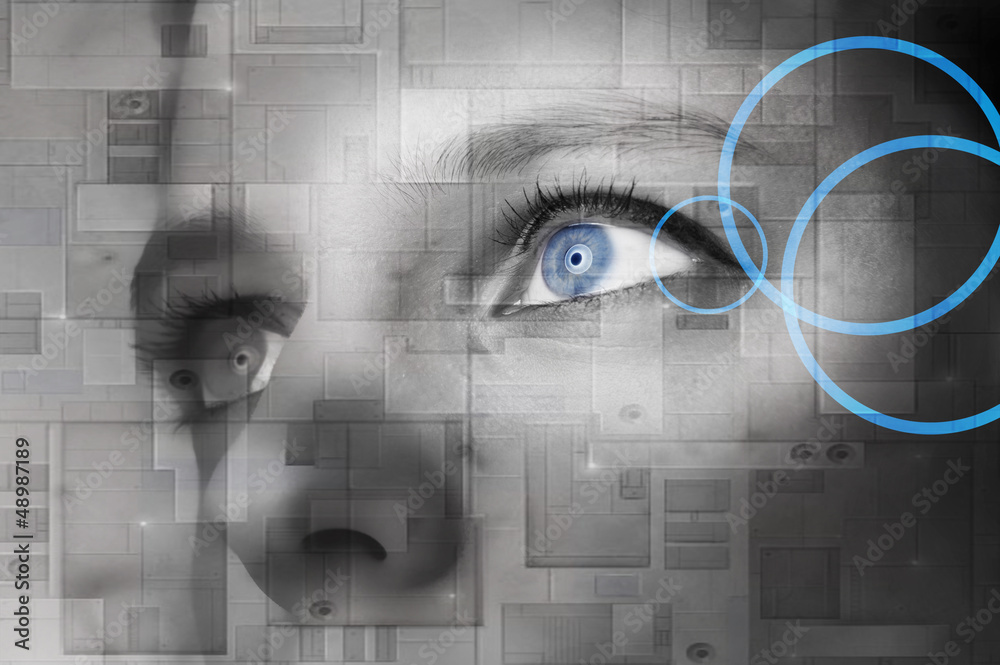 Fototapeta premium Oiel humain et informatique - concept technologie