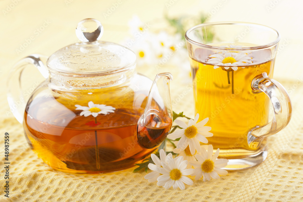 herbal tea with camomile flowers herbal tea with camomile flowers