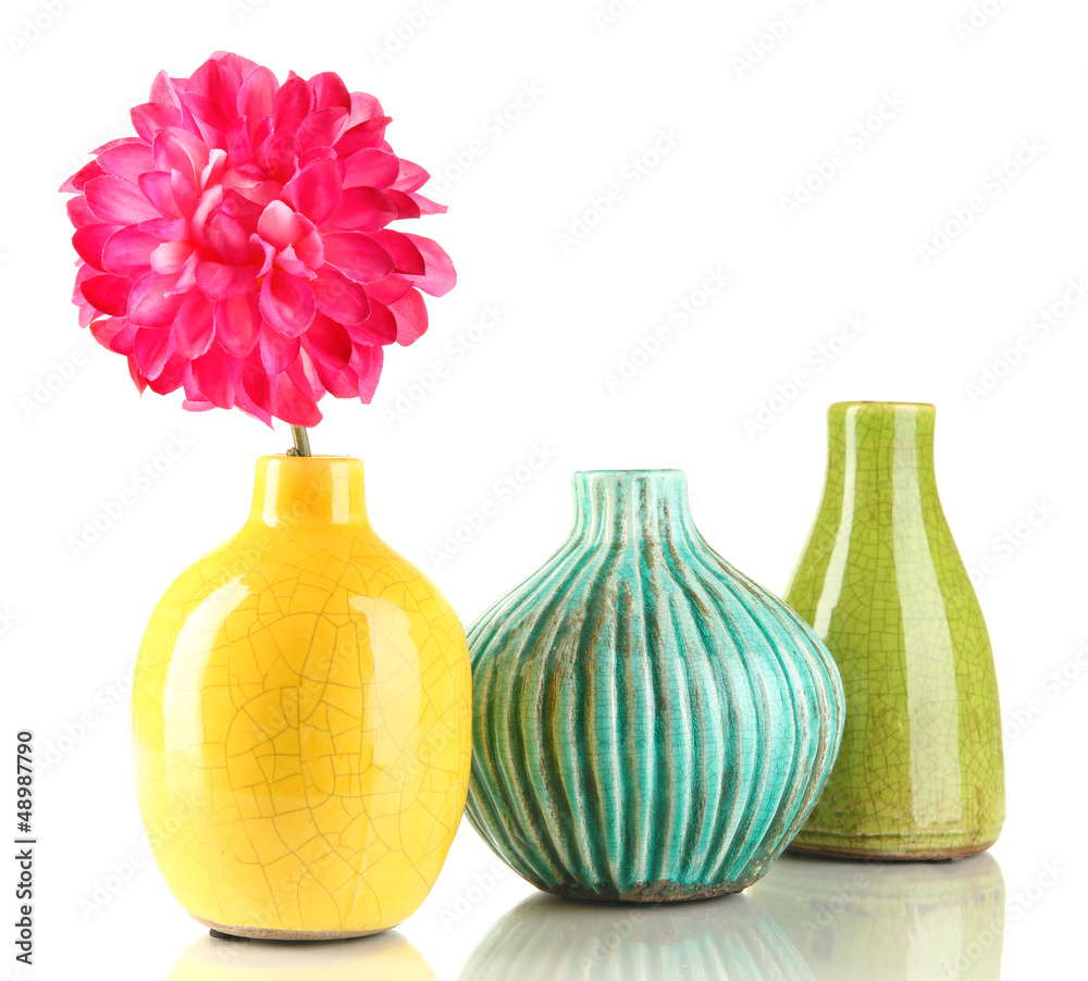 Decorative ceramic vases isolated on white Decorative ceramic vases isolated on white