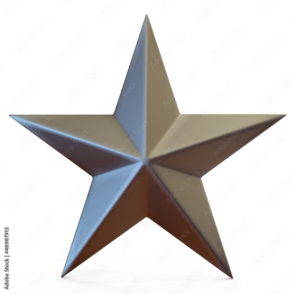 3d illustration of single golden star shape over white backgroun 3d illustration of single golden star shape over white backgroun