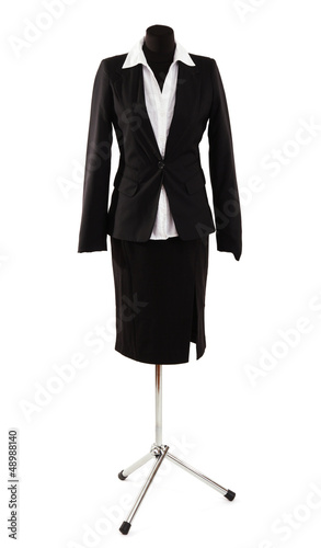 White blouse and black skirt with coat