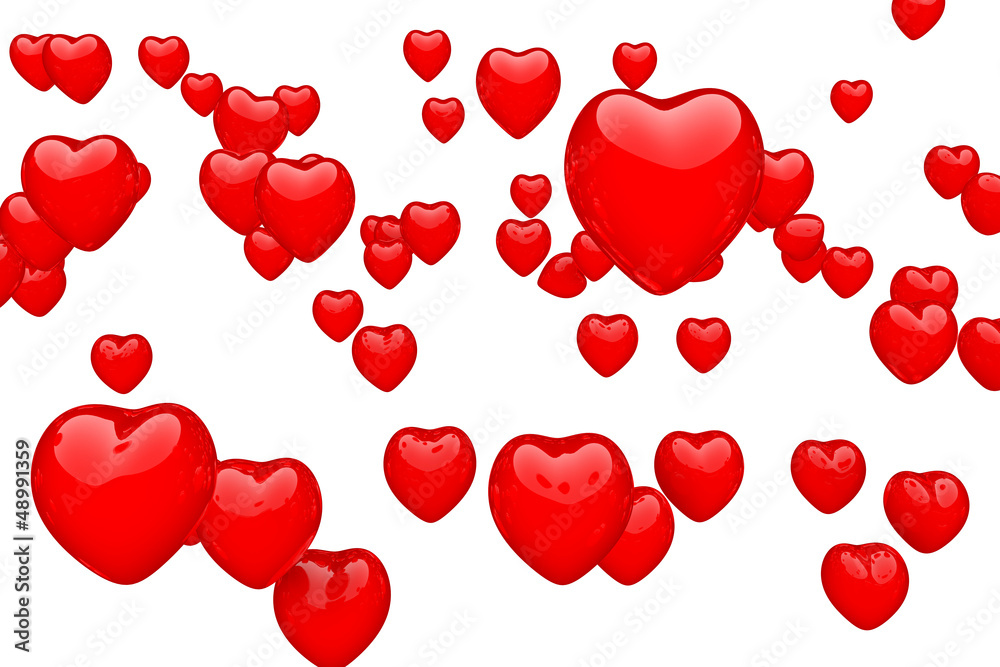 Valentine's Day Red Hearts (3D render)