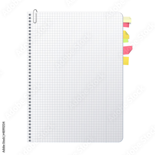 Open notebook with separators. Vector design. 