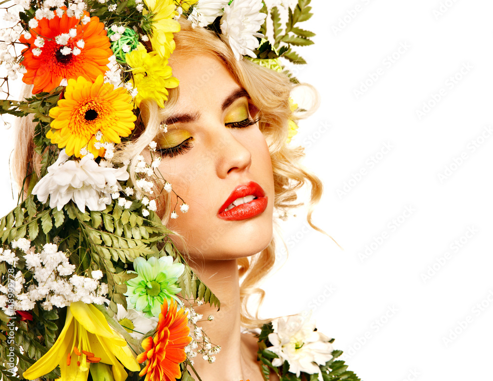 Woman with make up and flower. Woman with make up and flower.