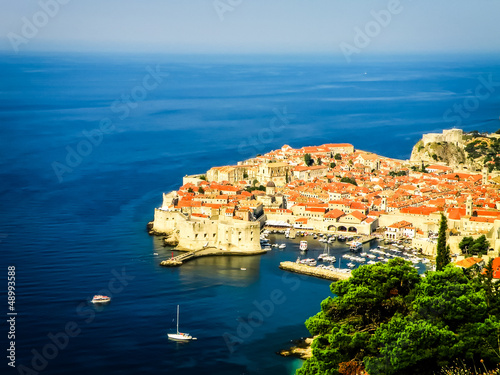 Dubrovnik old town view with the harbour