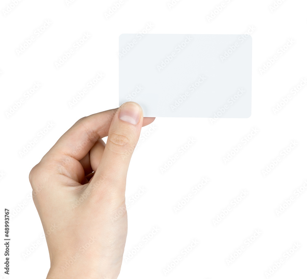 Hand of women holding blank business card Hand of women holding blank business card