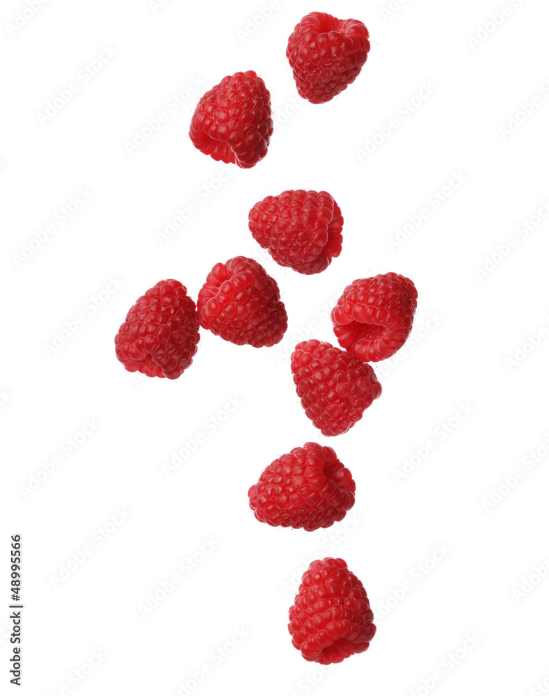 Raspberries isolated on white background, close-up Raspberries isolated on white background, close-up
