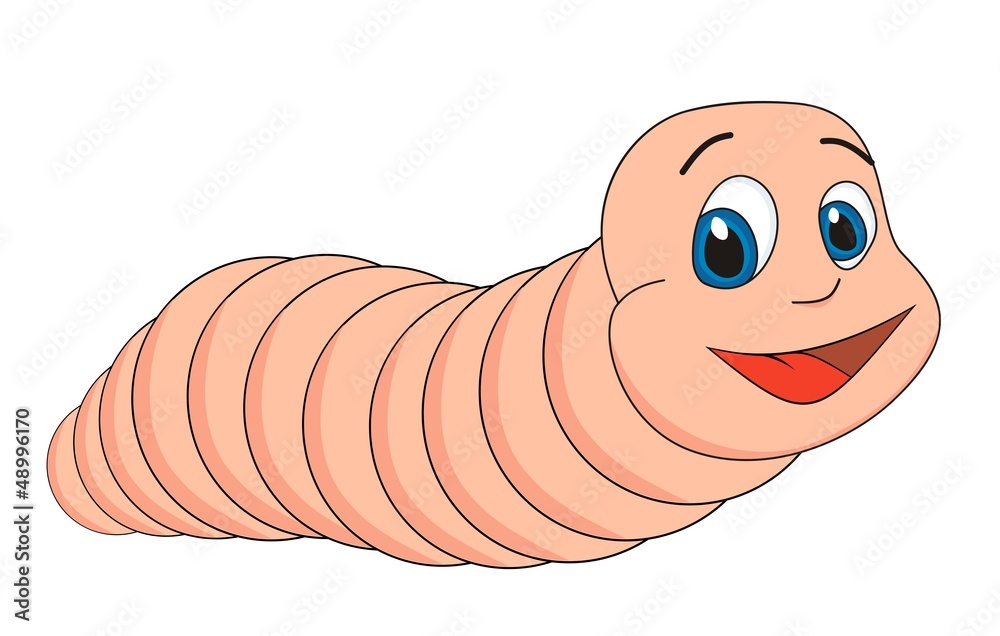Cute worm cartoon vector illustration Stock Illustration | Adobe Stock